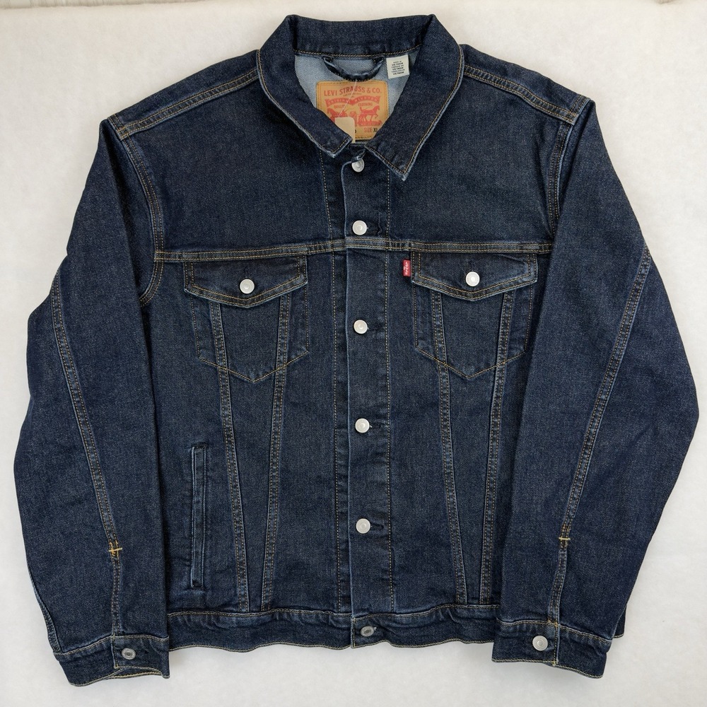 Levi's‎ Denim Trucker Jacket Mens XL Blue Standard Stretch Button